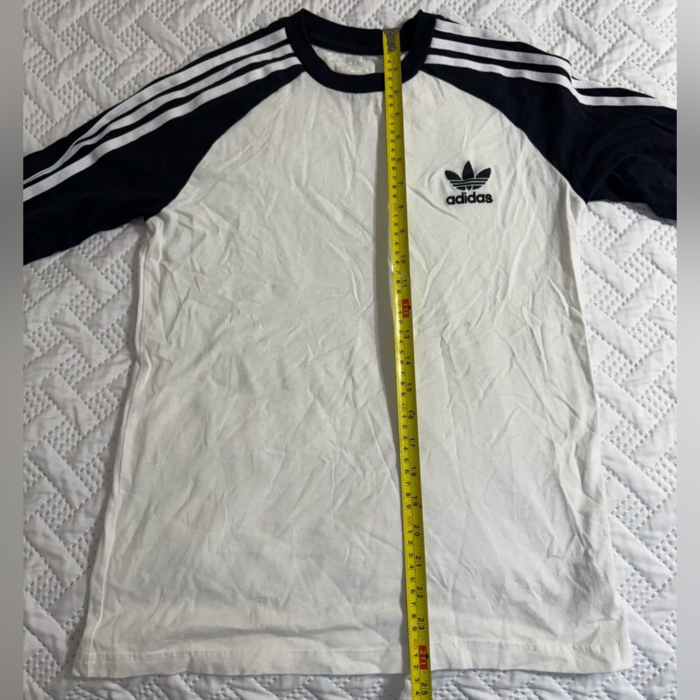 Adidas Black White Triple Stripe Long Sleeve Activewear Shirt Youth Boy 13-14 - Picture 11 of 13